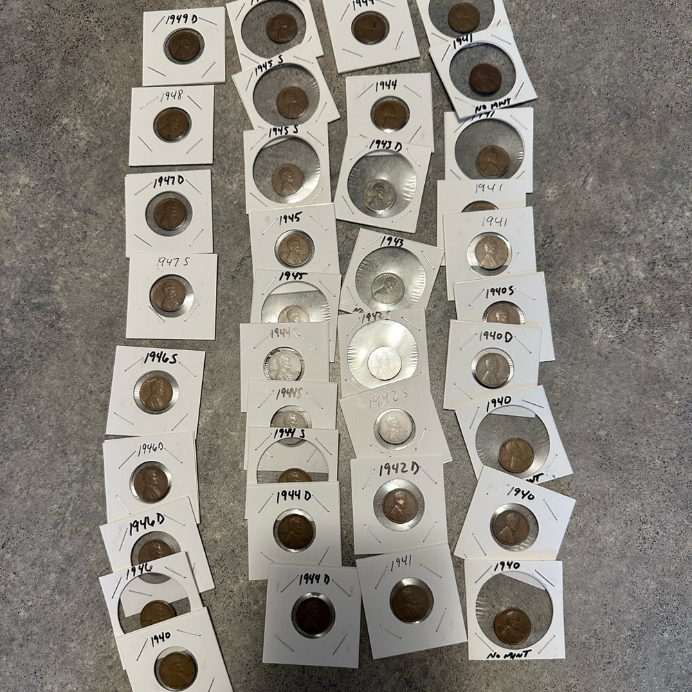 1940s wheat pennies in flips.